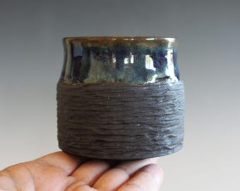 Hand Carved Ceramic Yunomi: Wheel Thrown Pottery Tea Cup