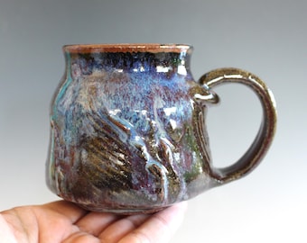 Handmade Stoneware Coffee Mug: 15 oz Pottery Mug