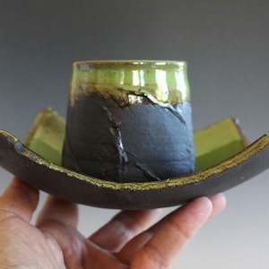 Yunomi with a Saucer, Tea Cup and Saucer, handmade ceramic tea cup, ceramics and pottery, pottery tea cup, stoneware cup