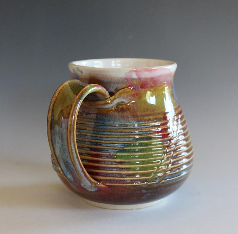 18 oz Unique Coffee Mug handmade ceramic cup handthrown mug stoneware mug pottery mug ceramics and pottery image 3
