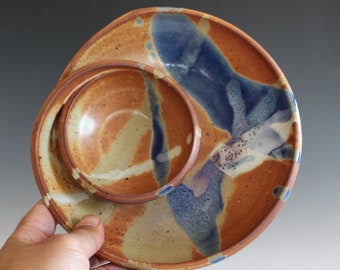 Personal Chip and Dip | 8" wide Small Chip and Dip | Handmade Ceramic Dish | Ceramics and Pottery | pottery Bowl