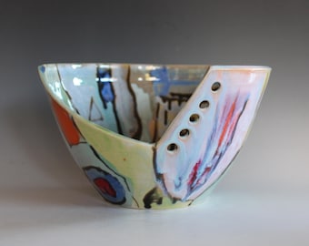 Handmade Ceramic Hostess Bowl: Modern Pottery with Modern Art Glazes