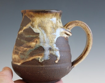 Handmade Stoneware Coffee Mug: 18 oz Wheel Thrown Pottery Cup
