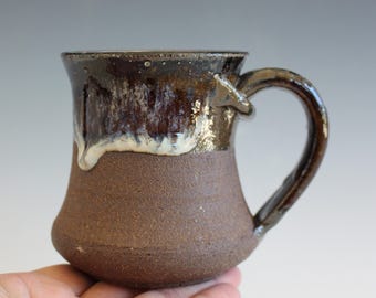 Handmade Stoneware Coffee Mug: Unique Ceramic Pottery, 10 oz