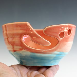 Handmade Ceramic Yarn Bowl: Colorful Glazed Pottery Knitting Bowl