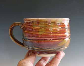 Cappuccino Mug, 24 oz, Pottery Coffee Mug,  handthrown ceramic stoneware pottery mug, unique coffee mug