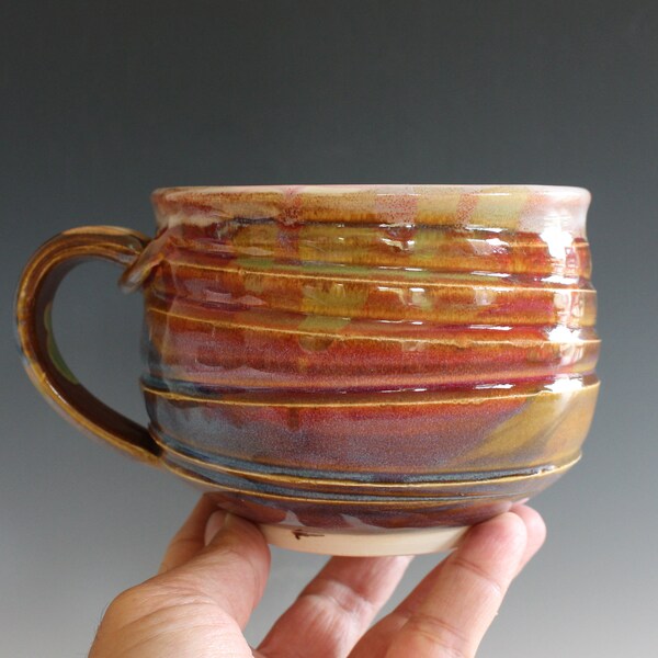 Cappuccino Mug, 24 oz, Pottery Coffee Mug,  handthrown ceramic stoneware pottery mug, unique coffee mug