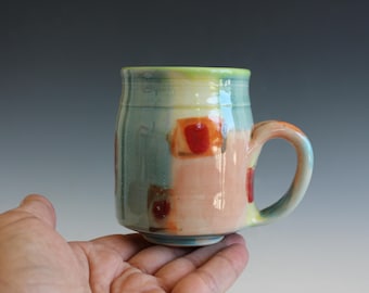 Small Handmade Stoneware Coffee Mug: Modern Art Pottery Cup (8 oz)