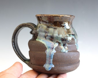 Handmade Stoneware Coffee Mug: Unique Ceramic Pottery Cup, 15 oz