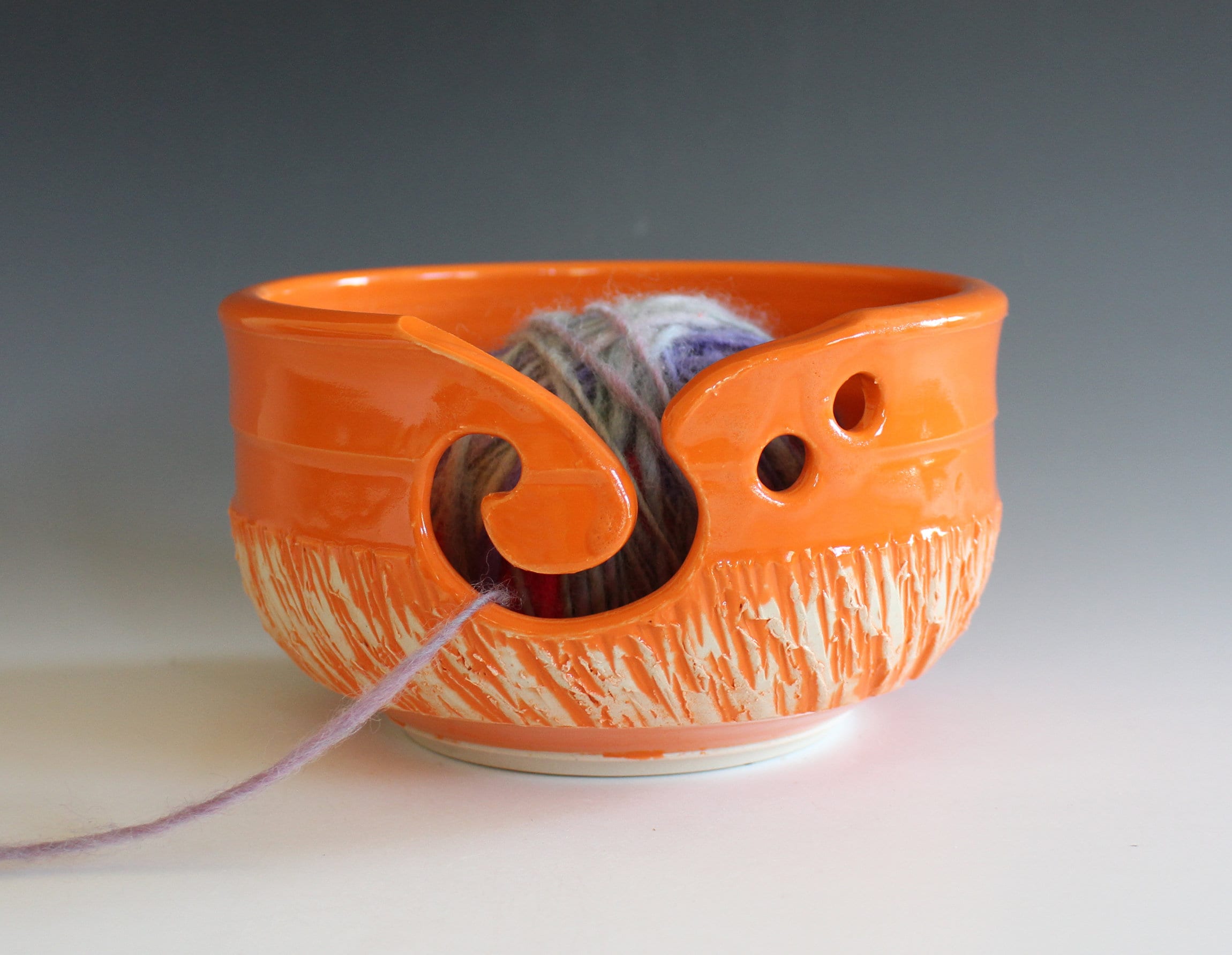 Large Handcrafted Yarn Bowl Wood Sand Waves Yarn Bowl for Knitting and Crocheting  Yarn Bowl Handmade 