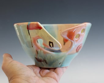 Handmade Ceramic Yarn Bowl: Unique Art Glazed Pottery Knitting Bowl