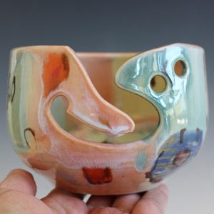 Handmade Ceramic Yarn Bowl, Knitting Crochet Craft Supply
