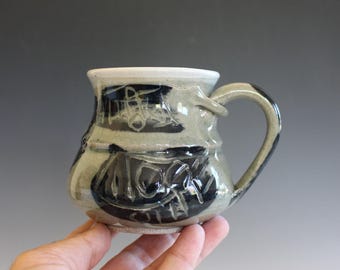 Handmade Stoneware Coffee Mug: Wheel Thrown Pottery, 12 oz