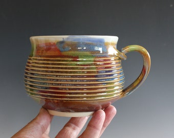 22 oz Cappuccino Mug, Pottery Coffee Mug, handmade ceramic soup bowl, handthrown ceramic stoneware pottery mug, unique coffee mug