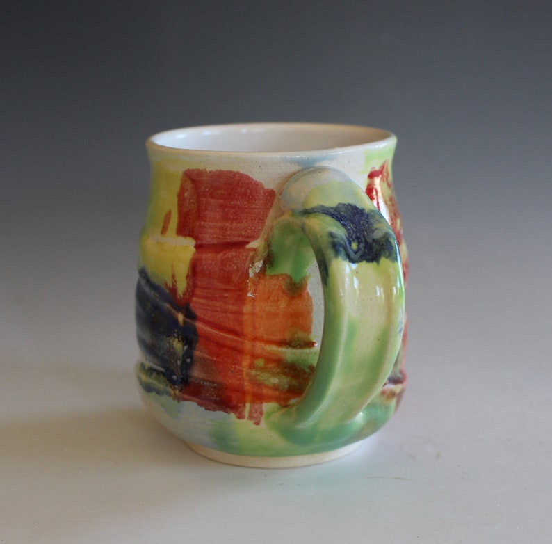 13 oz Handmade Coffee Mug, Pottery Mug, unique coffee mug, handmade cup, handthrown mug, stoneware mug, wheel thrown pottery mug image 2