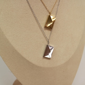 Personalized envelope necklace, hidden message pendant, custom gift for her, silver or gold letter charm, handmade jewelry
