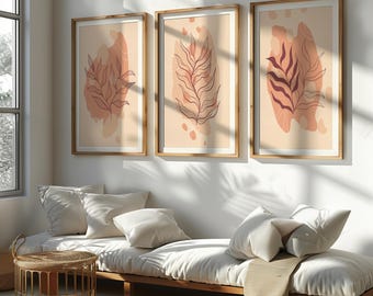 Boho Botanical Print Set: Terracotta Line Art (Digital Download)