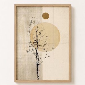 Japandi Tree Printable Wall Art, Minimalist Zen Decor