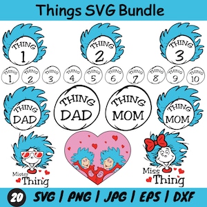 Ding 1 Ding 2 SVG PNG Bundle, Ding Mom SVG, Dr. Seuuss inspiriert SVG, Ding Clipart, Thing 1 Ding 2 SVG, Instant Download für Cricut
