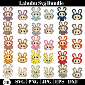 Labubu designs SVG Bundle, Labubu Clipart, Labubu PNG, vecteur Labubu mignon, personnage de dessin animé SVG, fichiers de coupe Cricut, téléchargement numérique, Labubu