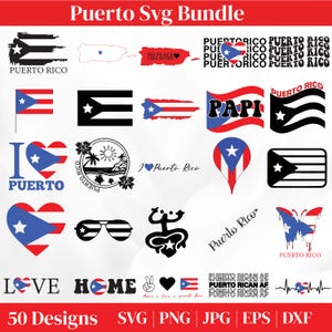 Lot Porto Rico Svg, Boricua Svg, Latina Svg, Porto Rico png, Porto Rico Grenouille, Taino Svg, Garita Svg, Drapeau portoricain Svg, Coqui Svg PNG