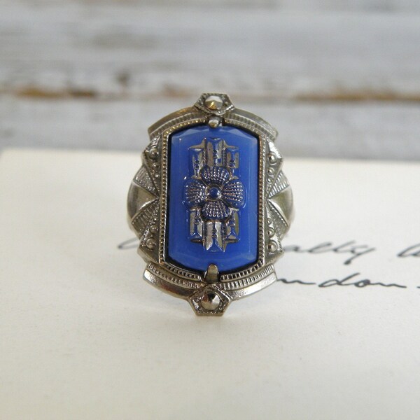 vintage Something Blue art deco ring