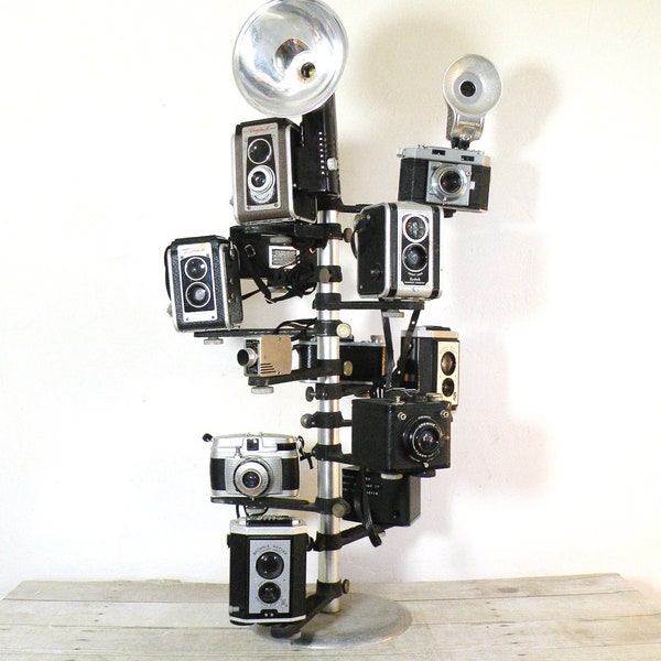 vintage camera display stand, complete with 12 vintage cameras