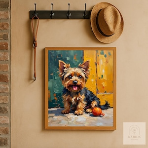 Yorkshire Terrier Wall Art Printable – Cute Yorkie Oil Painting Style | Digital Dog Art for Pet Lovers | Instant Download