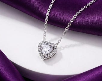 Ketting met verhoogd hart, zilveren sieraden voor vrouw, cadeau voor haar