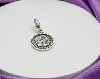 Pulsera con dije colgante de árbol genealógico giratorio, plata de ley, accesorio para mujer