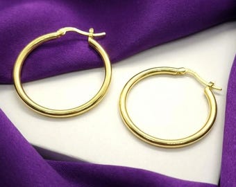 Gouden oorringen van 30 mm, minimalistische damessieraden, cadeau voor haar