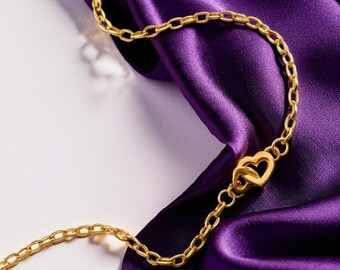 In elkaar grijpende hartenketting, oneindige liefdeshanger, zinvolle sieraden, alledaagse vrijetijdskleding, leuk cadeau voor haar, damesaccessoire