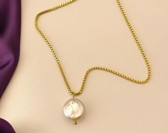 Barokke parelhanger gouden doos ketting, minimalistische stijl, unieke sieraden, dagelijks gebruik, damesaccessoires, verjaardagscadeau VK