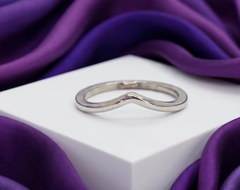 Anel Wishbone em Prata de Lei Polida, Joia Feminina Elegante, Presente Ideal para Ela (Reino Unido)