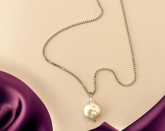 Barokke parelhanger zilveren doos ketting, minimalistische stijl, unieke sieraden, dagelijks gebruik, damesaccessoires, verjaardagscadeau VK