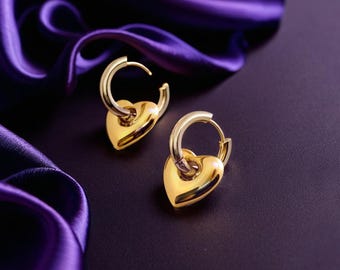 Dubbele toon hart bedeloorbellen, bungelringen, mode-sieraden voor vrijetijdskleding, damesaccessoire, minimalistische stijl, betekenisvol cadeau, VK