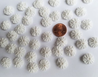 40 Solid White Fabric Yo Yos Tiny 1/2 inch Applique Quilt Pieces Yoyo Scrapbooking Journal Embellishments