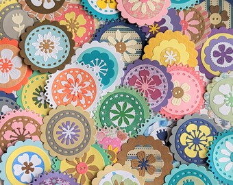 Set of 10 Assorted Paper Flower Embellishments, Layered Paper Flower Die Cuts, Junk Journal Flowers, Scrapbook Embellishments