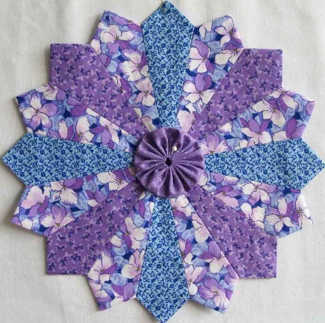 6 Dresden Plate Patchwork Quilt Blocks 10 inches with Yo Yo Etsy