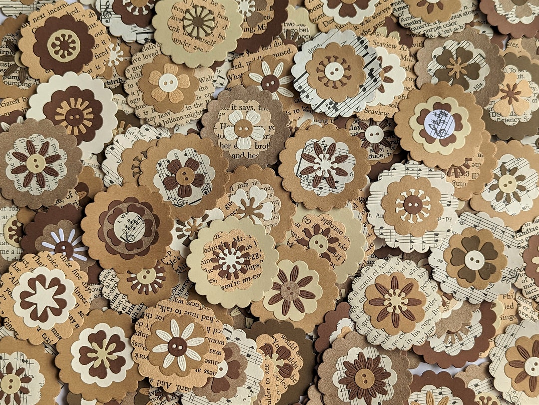 Set of 10 Assorted Paper Flower Embellishments Layered Paper Etsy