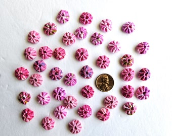 40 Pink Prints Fabric Yo Yos Tiny 1/2" Applique Quilt Pieces Yoyo Scrapbooking Journal Slow Stitch Embellishments