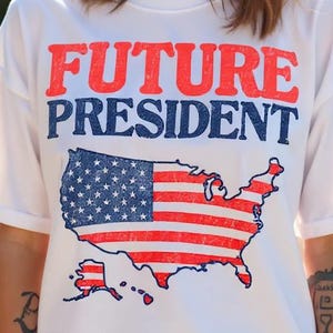 T-shirt du futur président - t-shirt vintage carte des États-Unis, chemise patriotique du 4 juillet, cadeau drôle le jour des élections, rouge blanc et bleu rétro