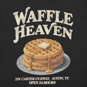 Waffle Heaven T-Shirt – 80s 90s Retro Diner Tee, Funny Breakfast Waffle Shirt, Unisex Foodie Graphic T-Shirt