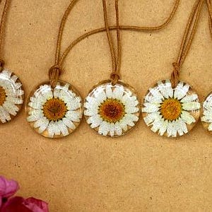 Real Daisy Necklace | Handmade Botanical Pendant in Resin | Petal & Resin Jewelry from Brazil