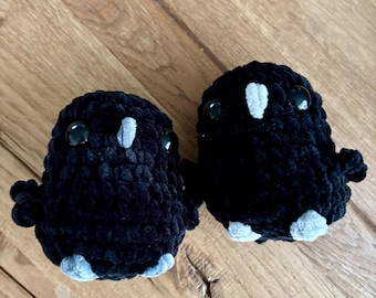 Handmade Crochet Raven Plushie, Crochet Black Bird Stuffed Animal