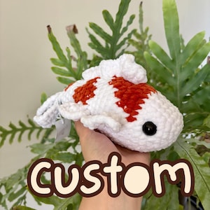 Custom Crochet Koi Fish Plushie, Cute Handmade Koi Fish Stuffed Animal