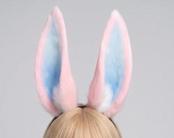 Huge Aurora Cosplay Ears 1:1 Replica, Pink Fluffy Bunny Ears Headband, Handmade Anime Rabbit Cartoon Game Accessory, Custom Color Available