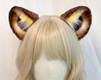 Oreja de jaguar moteada hecha a mano, 4 tipos de orejas de jaguar realistas para cosplay felino, disfraz de Kemonomimi Therian de piel sintética para cosplay, juego de dibujos animados
