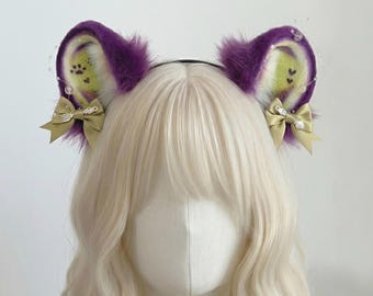Handmade Sweet Grape Bear Ears Headband, Cute Purple Faux Fur Round fruit Ears, Kawaii Pastel Fruit Cosplay  Cartoon Game Anime Teddy Ears
