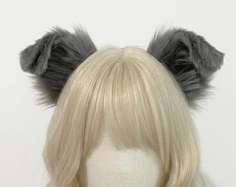 Handmade Grey Floppy Wolf Ears Headband, Realistic Lop-Eared Little Wolf Cosplay, Faux Fur Canine Kemonomimi Therian Gear, Cartoon Game